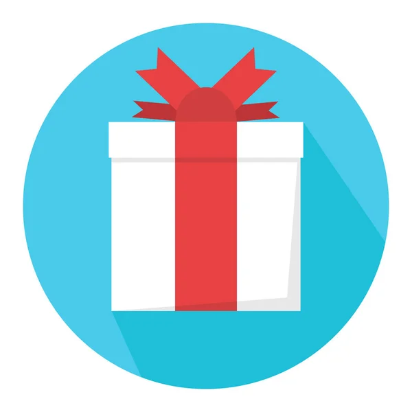 White Present Bow Holiday Birthday Gift Box Vector Icon Blue — Stock Vector