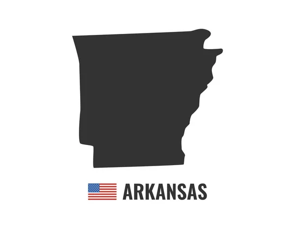 Arkansas Térkép Elszigetelt Fehér Háttér Sziluettje Arkansas Usa Állam Amerikai — Stock Vector