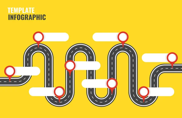sarı arka plan üzerinde yol infografik şablonvektör illüstrasyon
