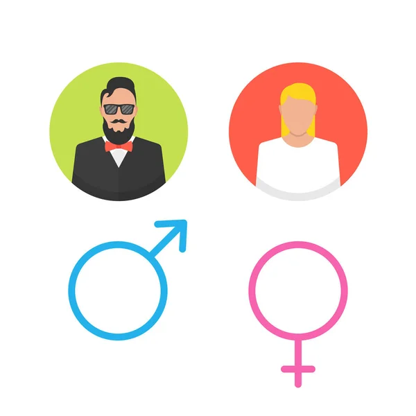 Mannelijke Vrouwelijke Icon Set Man Vrouw Gebruiker Avatar Vector Platte — Stockvector