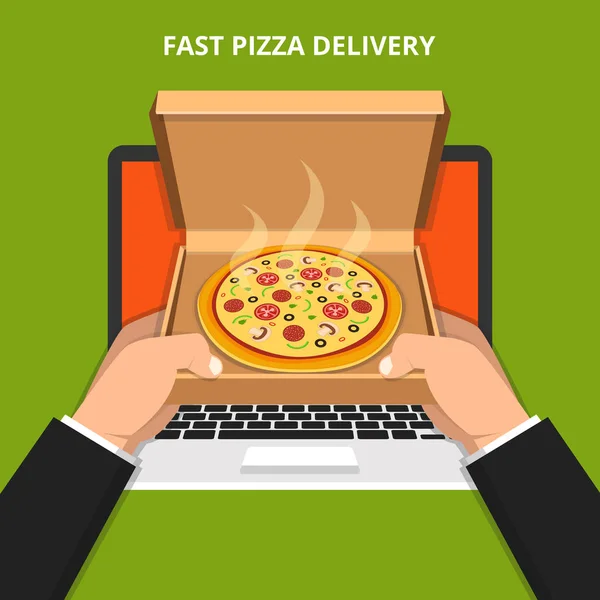 Vector Illustratie Van Online Pizza Delivery Concept — Stockvector