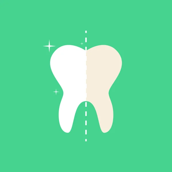 前後に ホワイトニング口腔ケアの概念です 深い緑の背景で歯を洗浄します ベクトル図 — ストックベクタ