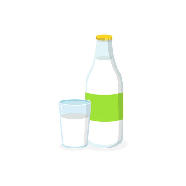 Vector Illustration Kefir Bottle Glass — Stock Vector