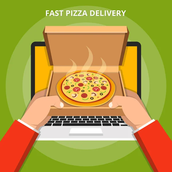 Vector Illustratie Van Online Pizza Delivery Concept — Stockvector