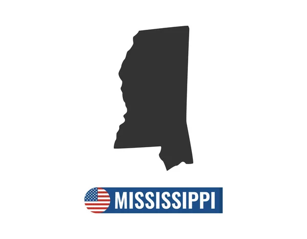 Mississippi Térkép Izolált Fehér Háttér Sziluettje Mississippi Amerikai Állam Amerikai — Stock Vector