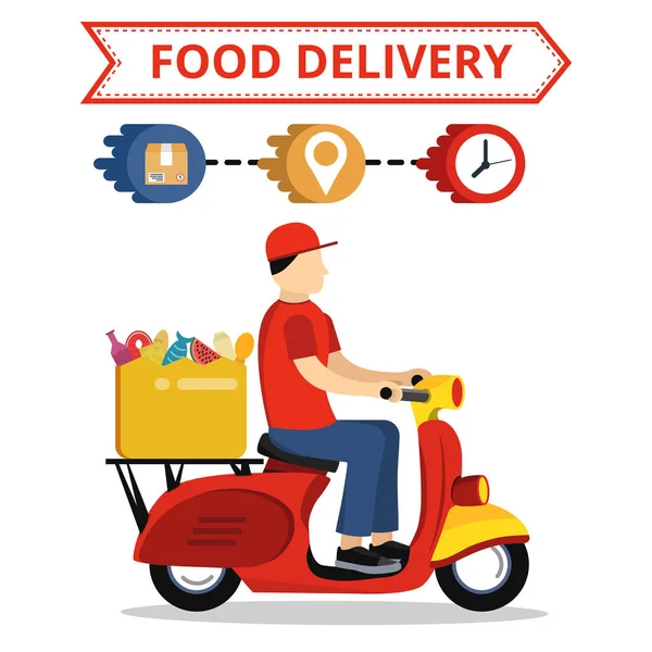 Vector Illustration Fast Moto Delivery Concept — Stock Vector