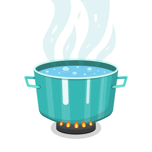 Vector Illustration Boiling Water Pan — Stock Vector