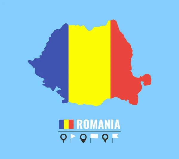 Alto Mapa Vectorial Detallado Romania Ilustración Vectorial Plana Sobre Fondo — Vector de stock
