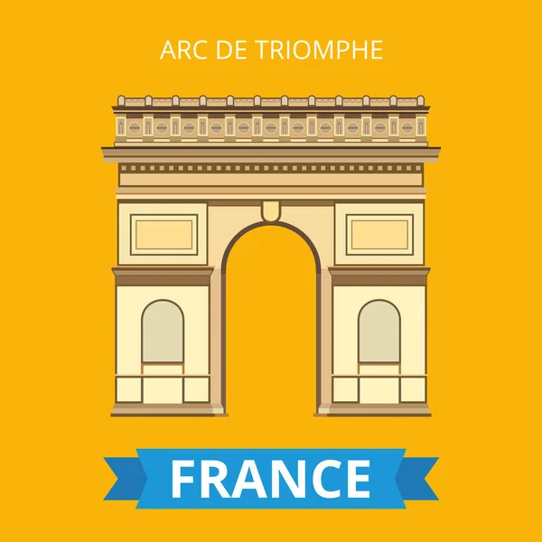 Arc Triomphe Vektorillusztrációja Narancssárga Háttérrel — Stock Vector