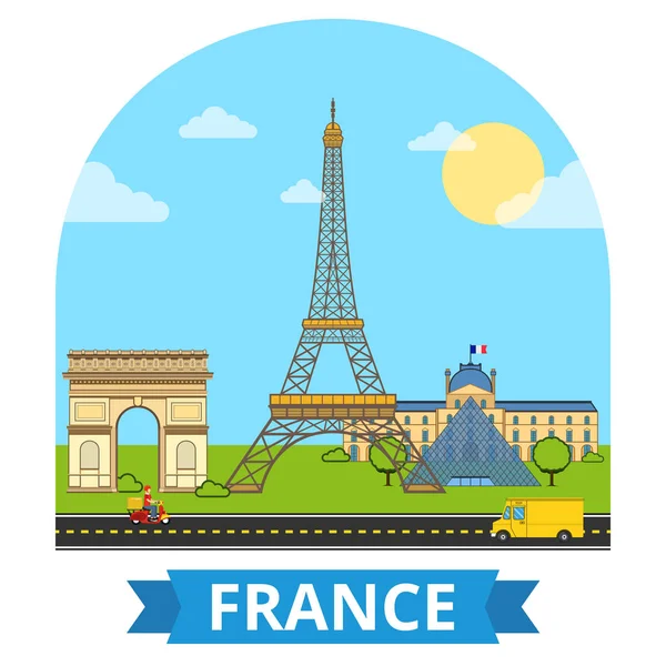 Illustration Vectorielle Sites Célèbres France — Image vectorielle