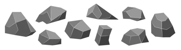 Satz Von Steinen Und Felsen Isometrischer Vektorillustration — Stockvektor