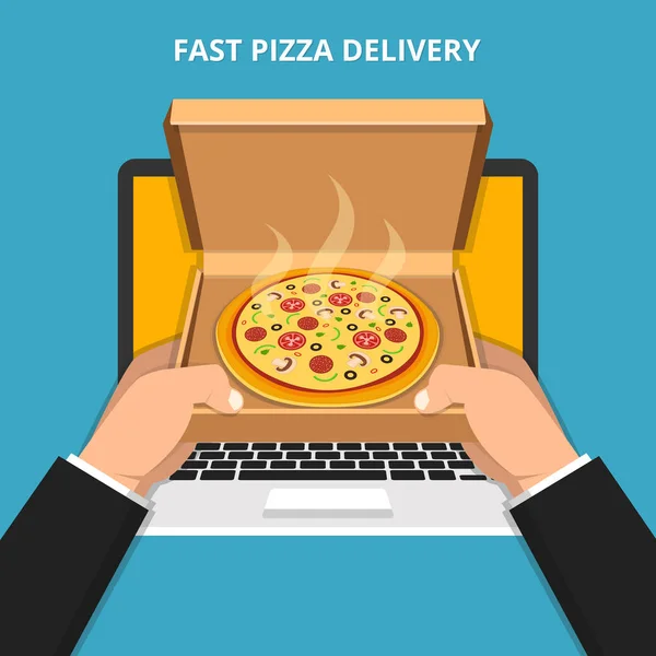 Vektorová Ilustrace Konceptu Online Dodávky Pizzy — Stockový vektor