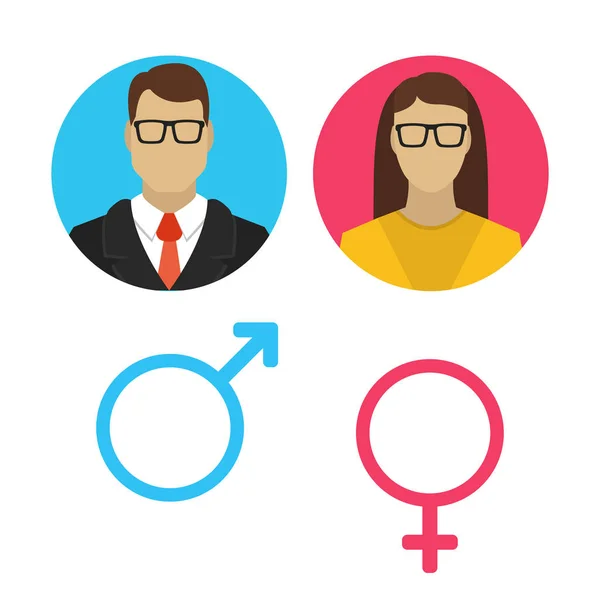 Male Female Icon Set Man Woman User Avatar Vector Flat — Stock Vector