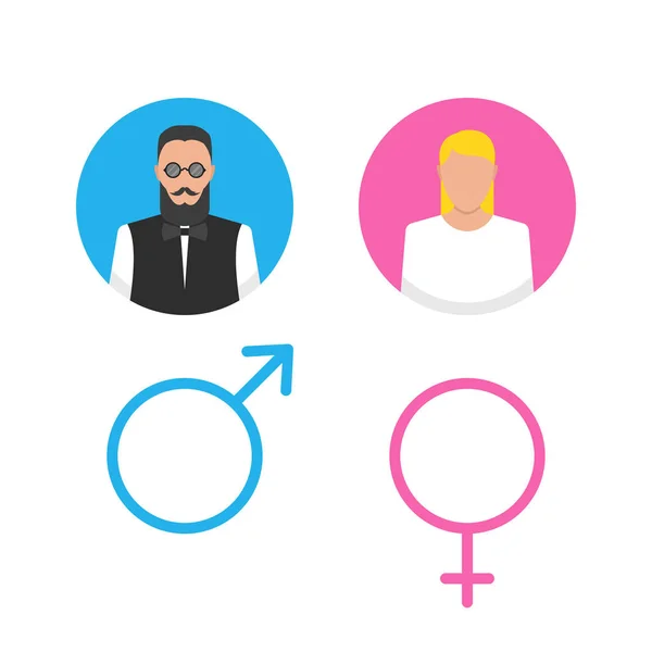 Mannelijke Vrouwelijke Icon Set Man Vrouw Gebruiker Avatar Vector Platte — Stockvector