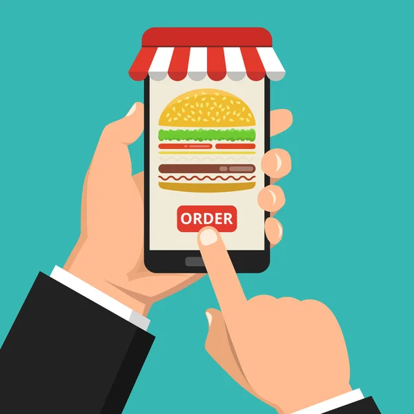 Sipariş Fast Food Online Vektör Illüstrasyon — Stok Vektör