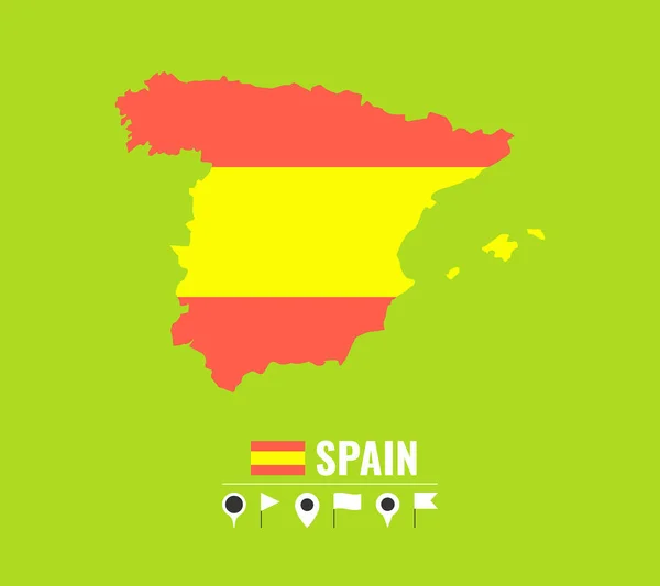 Alto Mapa Vectorial Detallado España Ilustración Vectorial Plana Sobre Fondo — Vector de stock