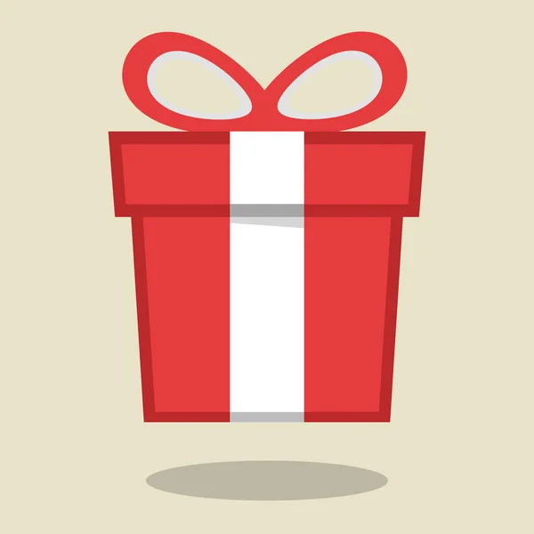 Red Present Bow Holiday Birthday Gift Box Vector Icon — Stock Vector