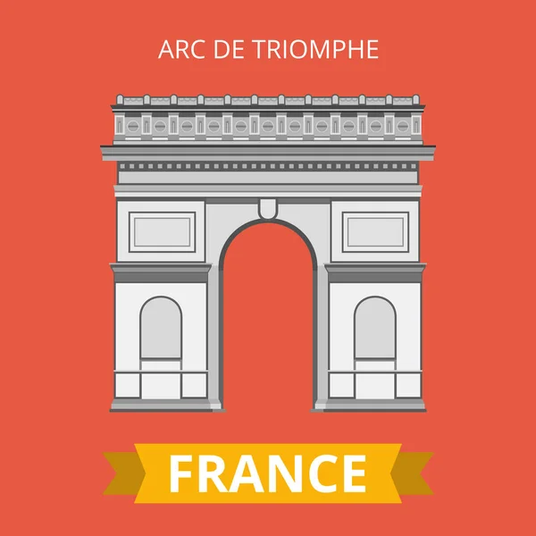 Vektoros Illusztráció Arc Triomphe Vörös Háttér Felett — Stock Vector