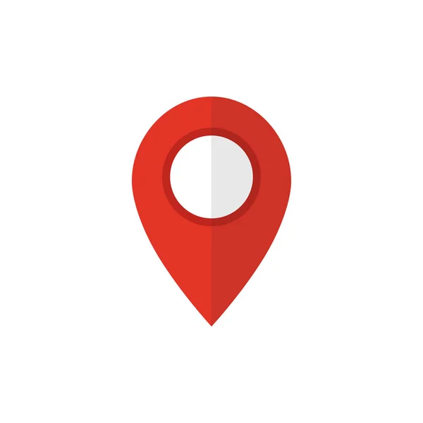 Красный Значок Указателя Карты Знак Местоположения Gps Плоский Стиль Дизайна — стоковый вектор