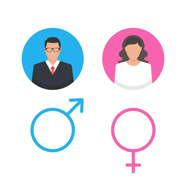 Conjunto Iconos Masculino Femenino Hombre Mujer Usuario Avatar Estilo Diseño — Archivo Imágenes Vectoriales