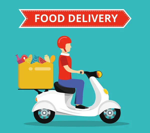 Vector Illustration Fast Moto Delivery Concept — Stock Vector