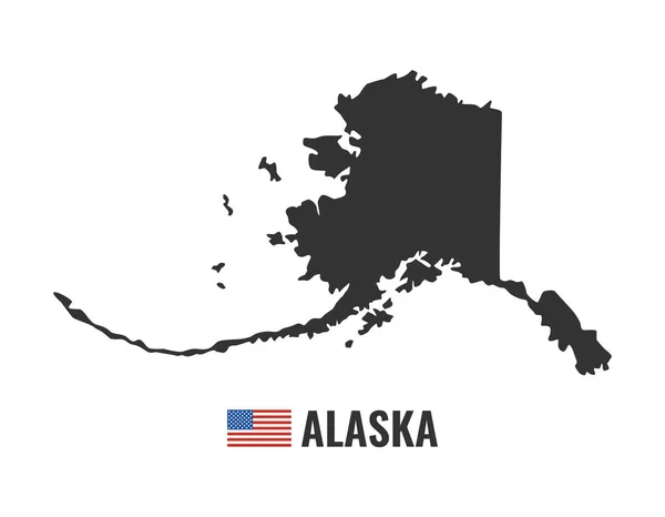 Alaska Mapa Izolovaných Bílém Pozadí Silueta Stát Aljaška Usa Americká — Stockový vektor