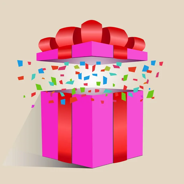 Rosa Öffnete Geschenk Für Den Urlaub Oder Geburtstag Geschenkbox — Stockvektor