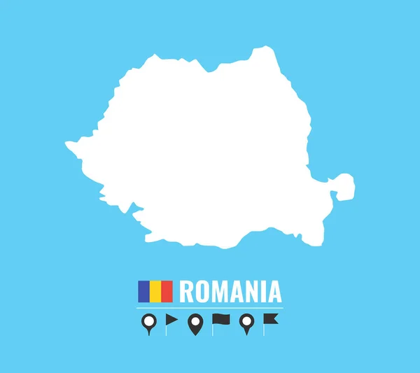 Alto Mapa Vectorial Detallado Romania Ilustración Vectorial Plana Sobre Fondo — Vector de stock