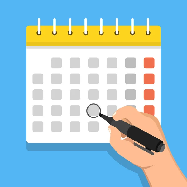 Vector Illustration Hand Marking Day Calendar — Stock Vector