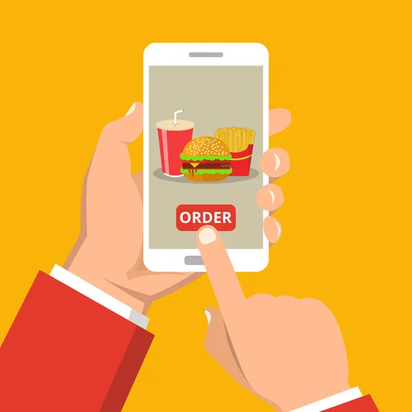 Sipariş Fast Food Online Kavramı Vektör Illüstrasyon — Stok Vektör