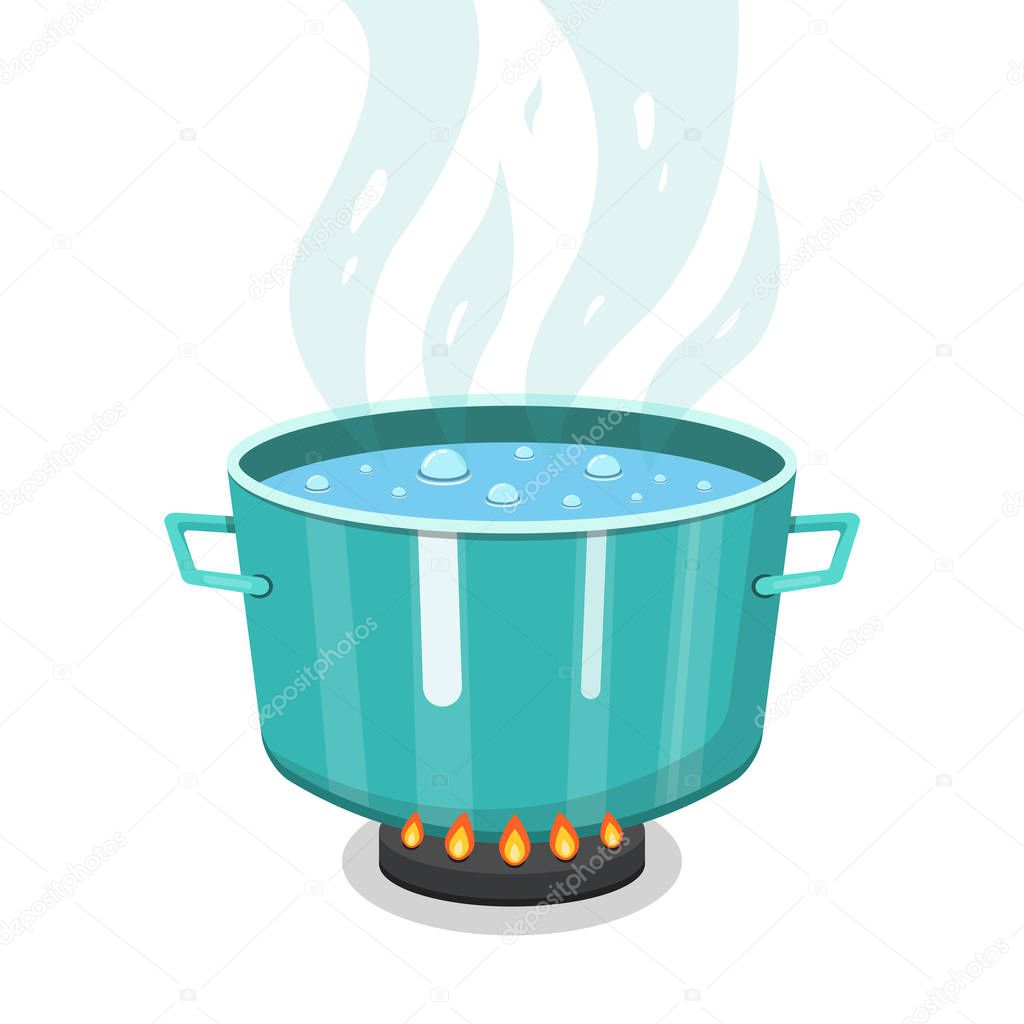 vector illustration of boiling water in pan 