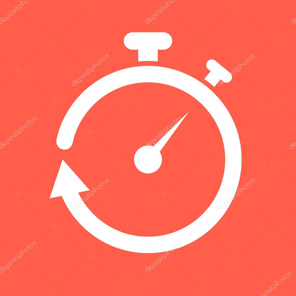 Vector illustration of Stopwatch simple icon over red background