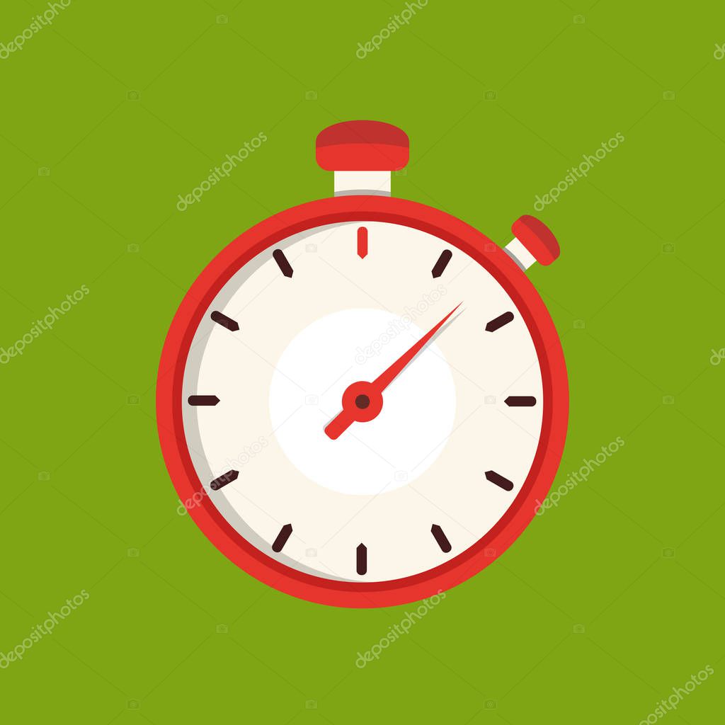 Vector illustration of stopwatch over green background