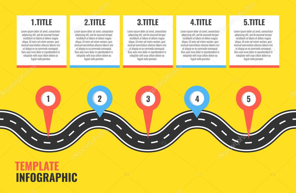vector illustration of road infographic template over yellow background
