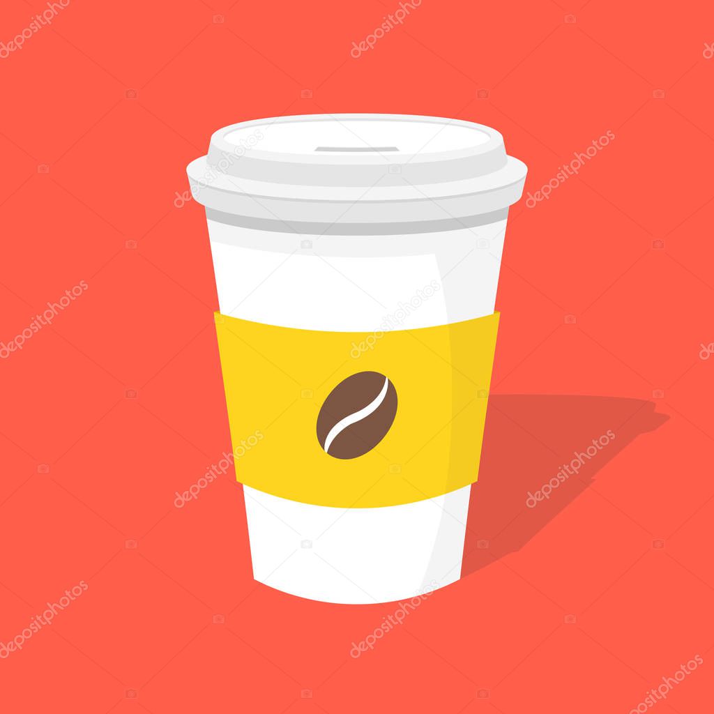 vector illustration of disposable cup of coffee. Coffee to go concept. 