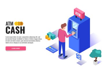Vektör illüstrasyon. İş konsepti. atm nakit 