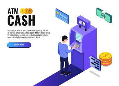Vektör illüstrasyon. İş konsepti. atm nakit 