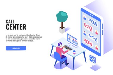 Vektör illüstrasyon. İş konsepti. çağrı merkezi