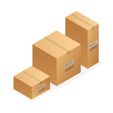 beyaz arka plan üzerinde kahverengi kutuların vektör illüstrasyon