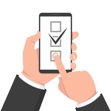 onay kutuları ile basit akıllı telefon vektör illüstrasyon 