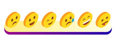 Emoji suratlar, sevimli simgeler kümesi.