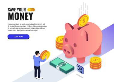 Vektör illüstrasyon. İş konsepti. para tasarrufu