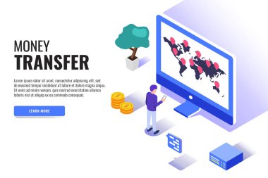 Vektör illüstrasyon. İş konsepti. Para transferi