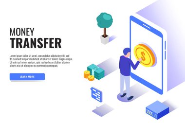 Vektör illüstrasyon. İş konsepti. Para transferi