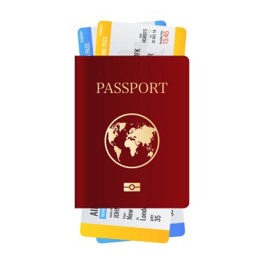 Pasaport ve bilet kutsal kişilerin resmi, vektör çizim 