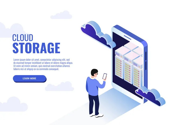 Ilustración Vectorial Concepto Negocio Almacenamiento Nube — Vector de stock