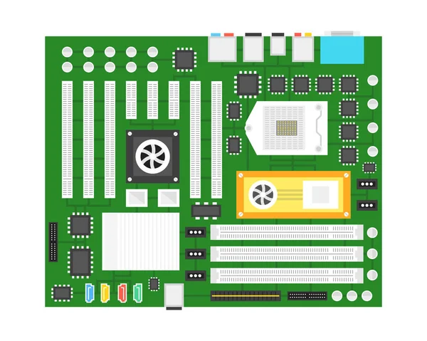 Computer Chip Technology Processor Circuit Computer Motherboard Information System Vector — Stock Vector