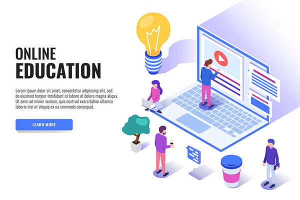 Векторная иллюстрация. Бизнес-концепция. Онлайн-образование
 