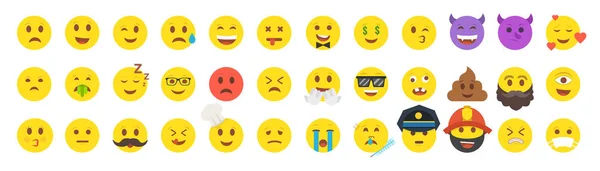 Emoji Mosolyog Aranyos Ikonok Beállítása Jogdíjmentes Stock Vektorok