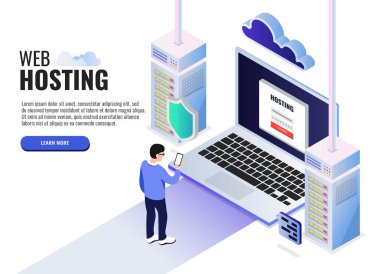 Vektör illüstrasyon. İş konsepti. Web barındırma